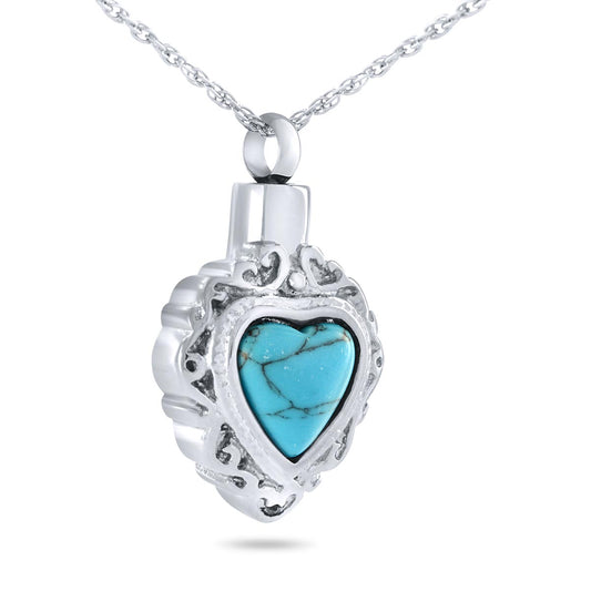 Turquoise Heart Stone Pendant Urn