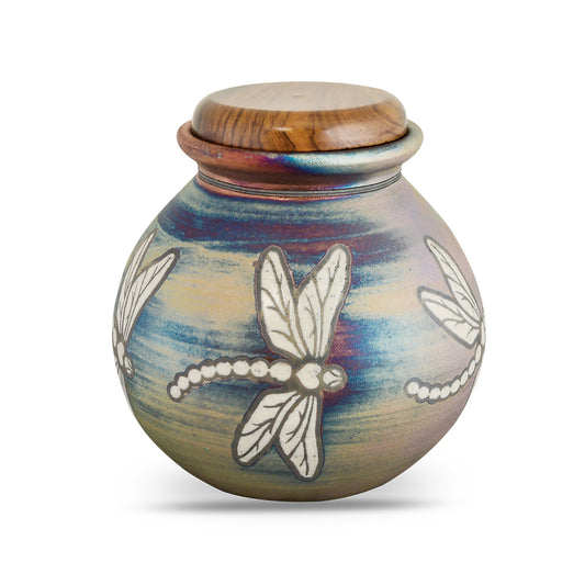 Dragonfly Raku Urn